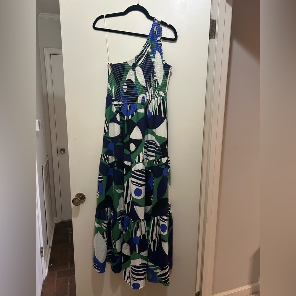 Sugarlips One Shoulder Dress in Blue and Green